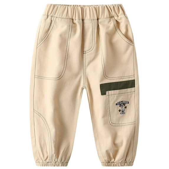 Boys Sweatpants 7-8 Years Boys Joggers Size 5 Boys Pants Casual Comfortable Long Pants for Toddlers Kids with Stylish Embroidery and Striped Adjustable Breathable Fabric for Daily Wear Age 2 10