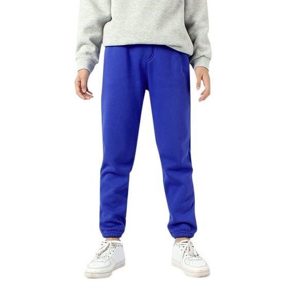 Boys Sweatpants Baggy Pants Wide Leg Athletic Pants Trendy Comfy Casual Loose Fit Teen Children Pants for Girls with Pockets,Blue,6-7 Years