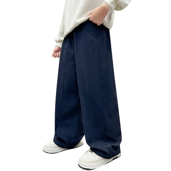 Boys Sweatpants,Boys Cargo Pants Adjustable Straight Leg Loose Fit Casual Trousers Big Kids Teenage Youth Comfortable Joggers,Boys Pants,Navy,5-6 Years