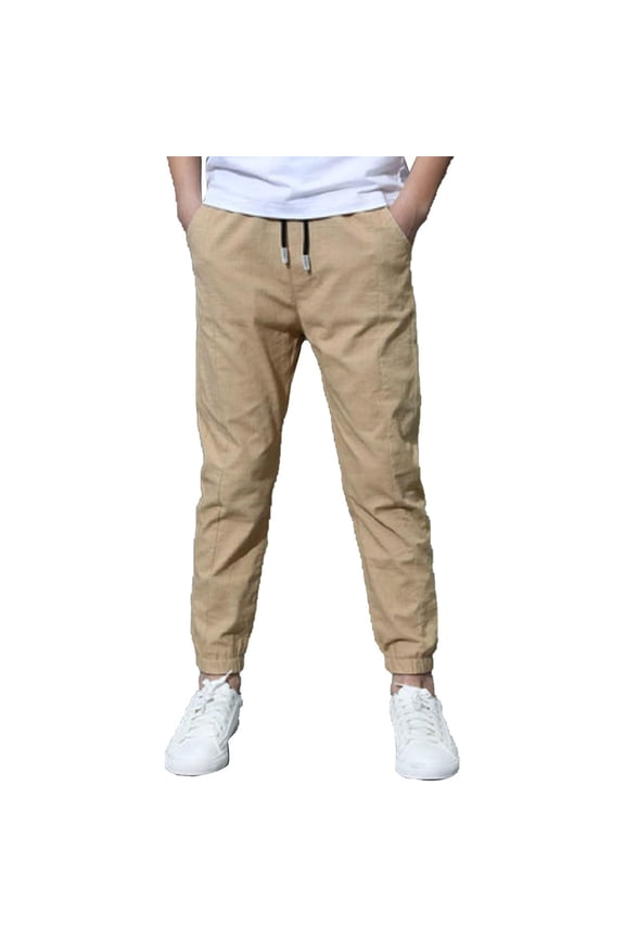 Boys Sweatpants,Boys Linen Trousers For Summer Comfort Lightweight Loose Fit Casual Long Pants Ideal Outdoor Play,Boys Pants,Yellow,8-9 Years