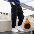 thumbnail image 1 of Boys Sweatpants,Boys Warm Lined Casual Jogger Pants With Adjustable Ankle For Outdoor Play And Comfortable Trousers,Boys Pants,Black,15-16 Years, 1 of 8