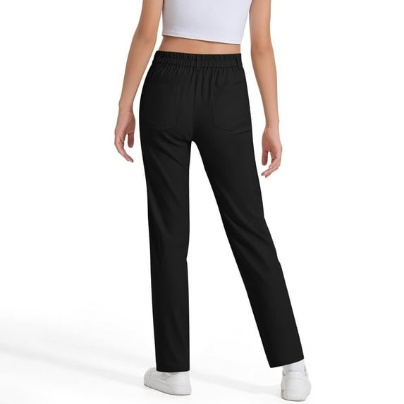 Boys Sweatpants,Chino Pants Boys Stretch Pull On Twill School Uniforms Casual Comfortable Pants for Kids Youth,Travel Pants,Black,13-14 Years