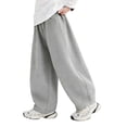 thumbnail image 1 of Boys' Sweatpants Cotton Wide Leg Barrel Pants with Pockets Elastic Waisted Loose Fit Casual Sport Trouser (12-13 Years, Gray), 1 of 7