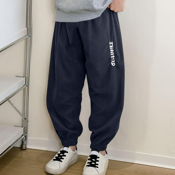 Boys Sweatpants Crotch Parkour Track Tapered Trousers Workout Jogger Cotton Pants
