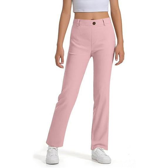 Boys Sweatpants,Dress Pants Girls And Boys High Stretchy With Pockets Casual Pants for Kids,Travel Pants,Pink,14-15 Years