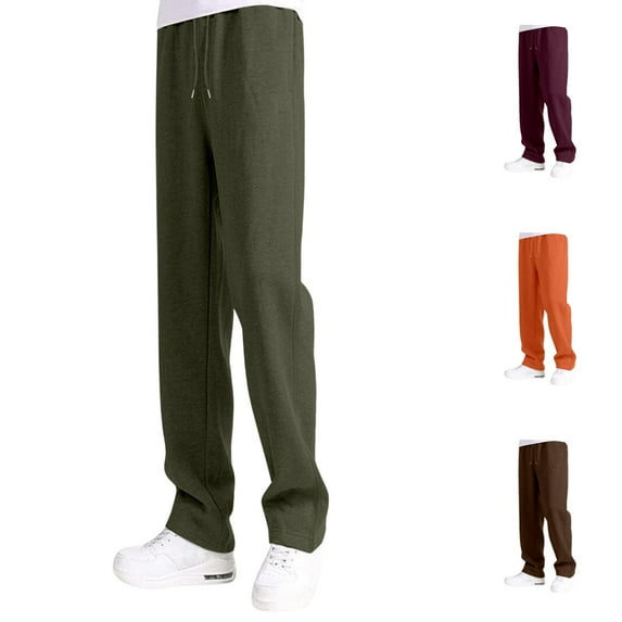 Boys Sweatpants Elastic Waist Drawstring Loose Fit Wide Leg Casual Pants with Pockets Solid Color Comfortable Sports Kids Trousers Army Green Sizes 5-6 Y