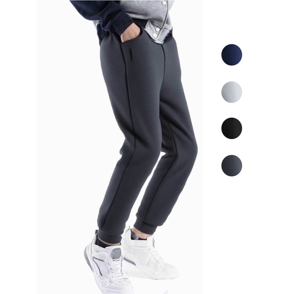 Boys Sweatpants Elastic Waist Long Joggers Pants with Side Pockets Solid Color Casual Outdoor Active Pants Sizes 2-13Y