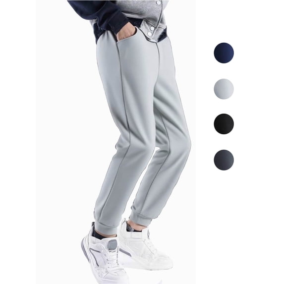 Boys Sweatpants Elastic Waist Long Joggers Pants with Side Pockets Solid Color Casual Outdoor Active Pants Sizes 2-13Y