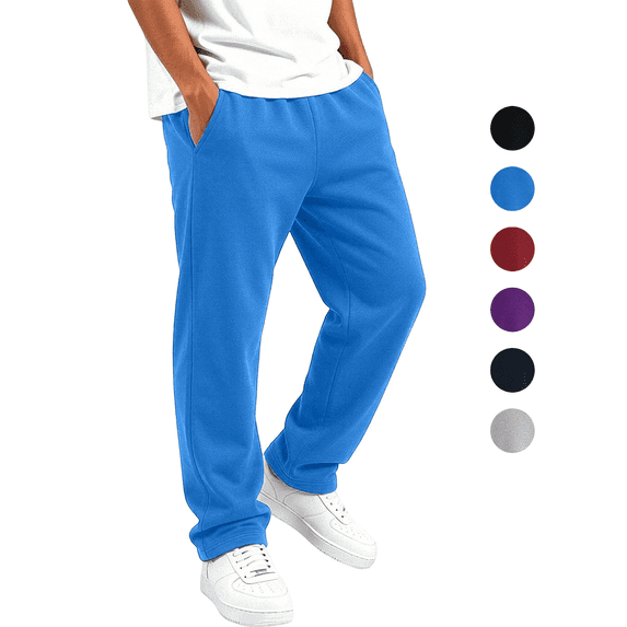Boys Sweatpants Elastic Waist Loose Open Bottom Workout Joggers Pants Solid Color Casual Athletic Pants with Pockets 2-15 Years