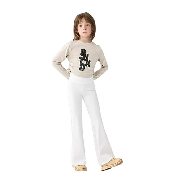 Boys Sweatpants,Full Length Girls Leggings for Kids Comfortable Stretchy Yoga Pants with Soft Fabric Ideal for and Wear,Boys Pants,White,6-7 Years