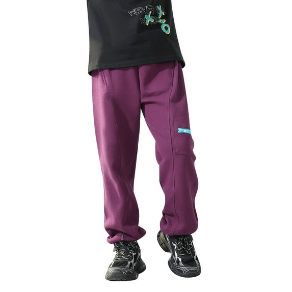 Boys Sweatpants Kids Athletic Pants with Pockets Drawstring Loose Fit Kids Purple Sweatpants Boys Size 6-8Years Sweatpants