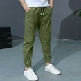 thumbnail image 1 of Boys Sweatpants Mesh Lightweight Kids Clothes Ndbuld Boys' Solid Color Cotton Pants Casual Pants Loose Pants Casual Outerwear Pants Sweatpants Up to 35% off Army Green 8 Years, 1 of 3