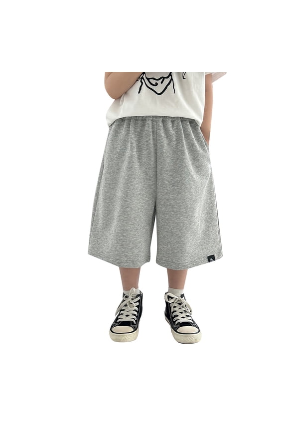Boys Sweatpants,Mid Length Pants Summer Comfort Kids Casual Wear Breathable Fit for Daily Play,Boys Jogger Pants,Grey,12-18 Months