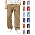 thumbnail image 1 of Boys Sweatpants Nelozsy Boy's Solid Color Straight Wide-leg Casual Sportswear Elastic Waist Side Pocket Full Length Pants Kids Khaki 10-11Years, 1 of 8
