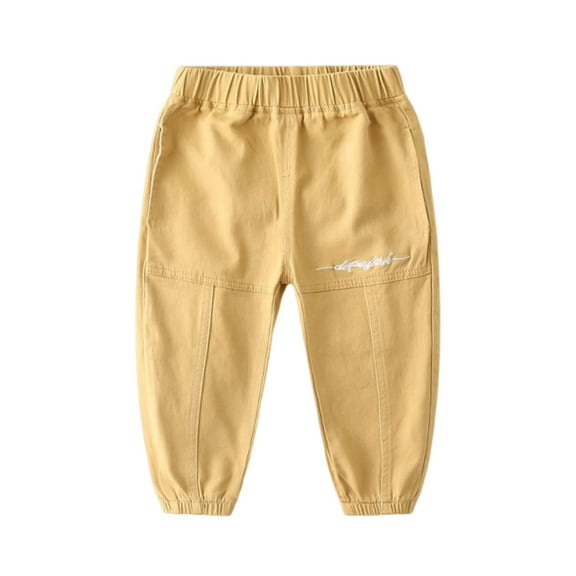 Boys Sweatpants,Pants for Toddlers And Kids Comfortable Elastic Waist Casual Outdoor Play Pure Color Loose Fit Breathable Spring Summer Clothing,Girls Wide Leg Sweatpants,Khaki,3-4 Years