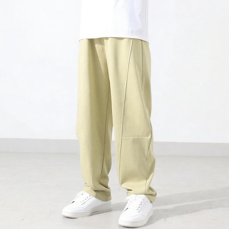 Boys Sweatpants Size 10-12 Baggy Wide Leg Pants Drawstring Elastic Waist  Stretch Joggers with Pockets Solid Color Pull On Bottoms Teen Boy Clothes 