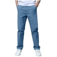 thumbnail image 1 of Boys Sweatpants Size 10 Kids Straight Leg Golf Pants Stretchy Casual Elastic Waist School Uniform Pants with Pockets for Boys Girls 5-16 Years, 1 of 7