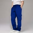 thumbnail image 1 of Boys Sweatpants Solid Color Elastic Waist Drawstring Pants Kids Trendy Casual Wide Leg Trousers with Pockets Blue 7-8 Years, 1 of 6