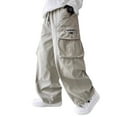 thumbnail image 1 of Boys Sweatpants,Straight Leg Cargo Pants Loose Fit Kids Summer Wear Comfort Wide Leg Trousers for Daily Play,Sweatpants for Boys,Khaki,6-7 Years, 1 of 9