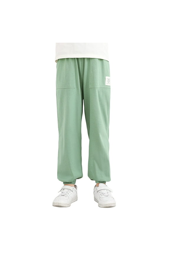 Boys Sweatpants,Stylish Boys Elastic Waist Athletic Pants for Kids Comfortable Stretch Fabric Durable Playwear Everyday Casual Trousers,Boys Pants,Mint Green,6-7 Years