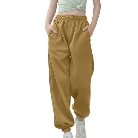 Boys Sweatpants,Stylish Girls Casual Solid Color Drawstring Sweatpants Comfortable Medium Large Kids Athletic Pants Soft Playwear Everyday Trousers,Boys Pants,Yellow,7-8 Years