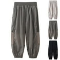 thumbnail image 1 of Ashirexll Boys Summer Pants Cargo Pants Summer Solid Color Splicing Mesh Loose Thin Breathable Elastic Sports Mosquito Proof Casual Outerwear Air Conditioned Pants for Boys, 1 of 3