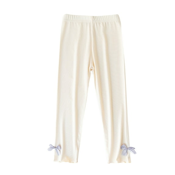 Boys Sweatpants Summer Thin Childrens Leggings Girls Leggings Bow Childrens Pants Lightweight Breathable Childrens Pants New Full Length Pants Leggings Beige 2-3T