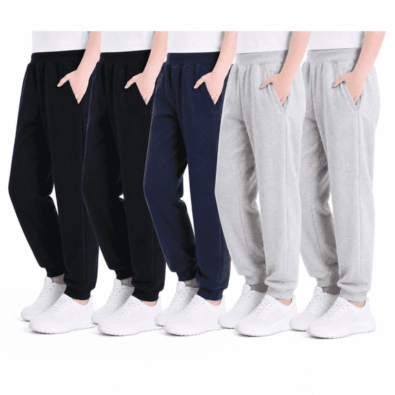 Boys Sweatpants Toddler 5 Pack Jogger Pants with Pockets Soft Dry Comfy Kids Clothes 2T-14