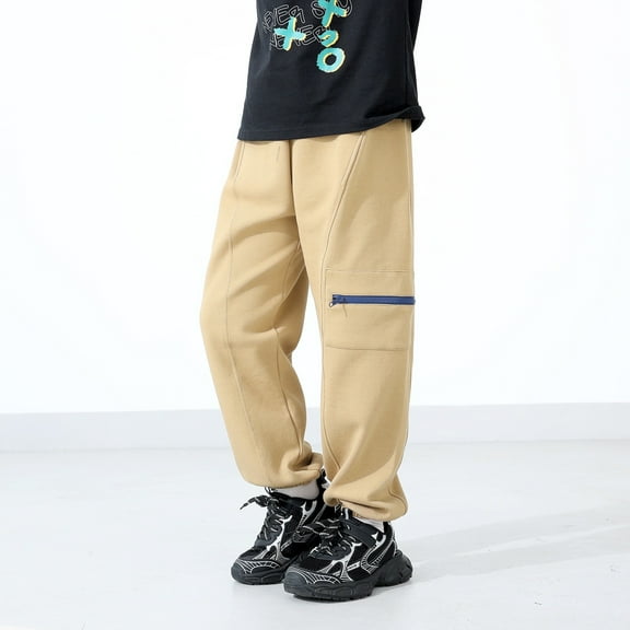 Girls Sweatpants Toddler Athletic Pants with Pockets Adjustable Drawstring Trousers Khaki Sweat Pants Boys 4-5Years Pants