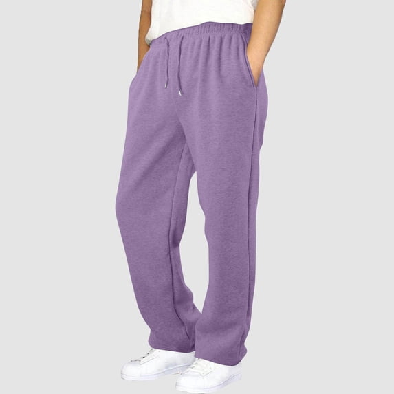 Boys' Sweatpants Winter Fleece Open Bottom Pant Straight Leg Drawstring Joggers Pant Casual Running Athletic Pants with Pockets