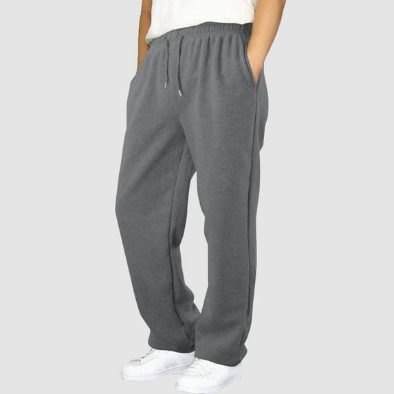 Boys' Sweatpants Winter Fleece Open Bottom Pant Straight Leg Drawstring Joggers Pant Casual Running Athletic Pants with Pockets