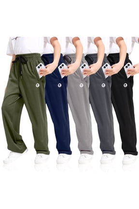 Boys Sweatpants with Zip Pockets 5Pack Athletic Pants Mesh Joggers for Boys 5-24