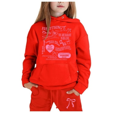 Boys Sweatshirt Child Spring Fall Long Sleeve Warm Pullover Hoodie   Pants 2Pcs Set Outfits, Kids Sweat Suit Boy Sweatpants Red 6 Years-7 Years