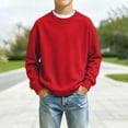 thumbnail image 1 of Boys Sweatshirt Crewneck Pullover Long Sleeve Solid Fleece Tops Fall Clothes, 1 of 5
