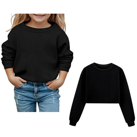 Boys Sweatshirt Long Sleeve Black Sweatshirts Crewneck Sweatshirts Pullover Tops Winter Clothes Girls Clothes 13-14 Years Boys Girls Fashion