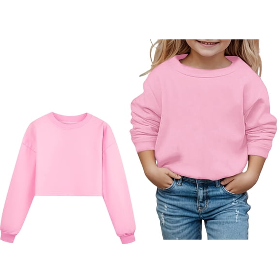 Boys Sweatshirt Long Sleeve Girls Pink Sweatshirt Crew Neck Cute Pullover Relaxed Fit Tops Winter Clothes Boy Clothes 4-5 Years Boys Girls Fashion