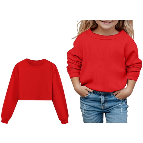 Boys Sweatshirt Long Sleeve Kids Red Sweatshirt Crewneck Pullover Tops Fall Winter Clothes Baby Girls Clothes 13-14 Years Boys Girls Fashion