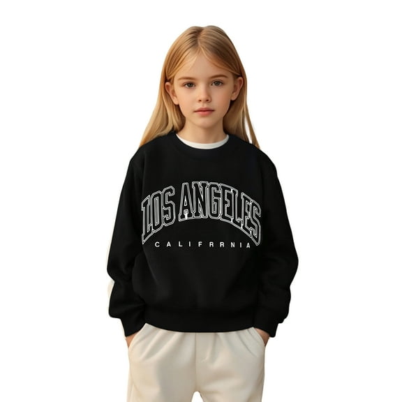 Boys Sweatshirt Long Sleeve Los Angeles City Letter Print Sweatshirts Crewneck Loose Fit Pullover Tops Fall Winter Clothes 5-6 Years Boys Clothes Kids Clothes