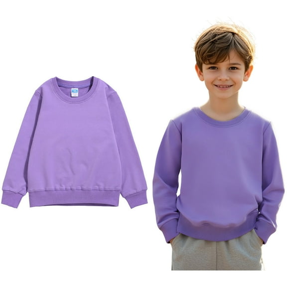 Boys Sweatshirt Long Sleeve Purple Sweatshirts Crewneck Sweatshirts Pullover Tops Fall Clothes 6-7 Years Old Girl Clothes Boys Girls Fashion