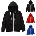 thumbnail image 1 of Boys Sweatshirt Solid Color Zipped Sweatshirt Kids Hooded Long Sleeve Sweatshirts, 1 of 8