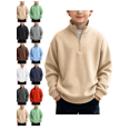 thumbnail image 1 of Boys' Sweatshirt Stand Collar Pullover Tops Soft Solid Classic Quarter Zip Casual Sweatshirts for Kids, 1 of 10