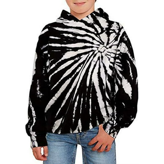 Boys Sweatshirt Sweatshirt For Boys Unisex Kids Tie Dye Sweatshirt Boys Girls Hooded Kangaroo Pocket Pullover Hoodies Black 3-4 Years