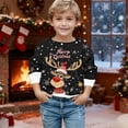 thumbnail image 1 of Boys Sweatshirts Boys Girls Christmas Reindeer Crew Neck Long Sleeve Hoodless Sweatshirt Black 4-5 Years, 1 of 4