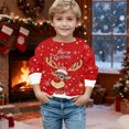 thumbnail image 1 of Boys Sweatshirts Boys Girls Christmas Reindeer Crew Neck Long Sleeve Hoodless Sweatshirt Red 5-6 Years, 1 of 4