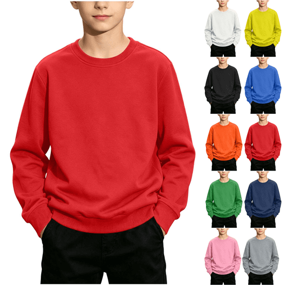 Boys Sweatshirts Casual Long Sleeve Basic Pullover Tops Lightweight Comfy Fall Winter Crewneck Sweatshirt,Sizes 1-13 Years