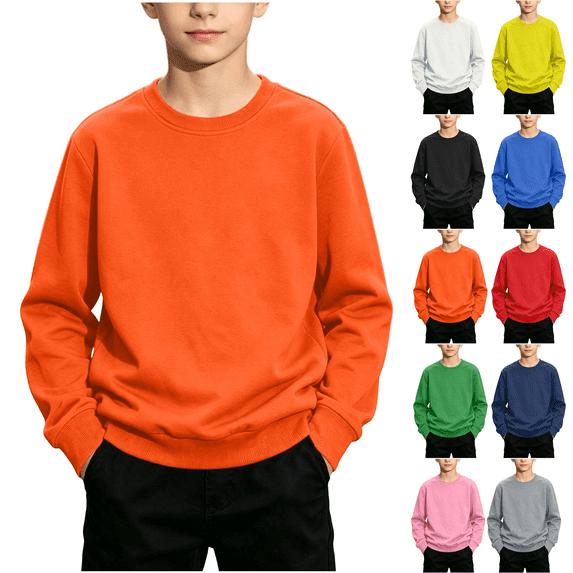 Boys Sweatshirts Casual Long Sleeve Basic Pullover Tops Lightweight Comfy Fall Winter Crewneck Sweatshirt,Sizes 1-13 Years