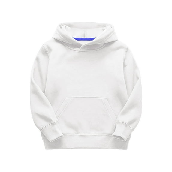 Boys Sweatshirts Child Kids Solid Long Sleeve Patchwork Thickened Warm Hooded Pullover Blouse Tops Boys Hoodie White 150