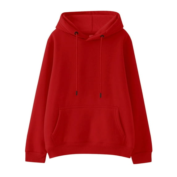 Boys Sweatshirts Child Kids Winter Long Sleeve Solid Color Drawstring Hooded Tops With Pocket Boys Hoodies Red 130
