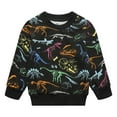 thumbnail image 1 of Boys Sweatshirts Fall Cotton Fleece Clothes Black Dinosaur Crewneck Pullover 3T (202), 1 of 5