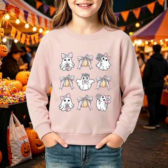 Boys Sweatshirts Halloween Print Crewneck Pullover Top Fall Winter Stylish Sweatshirts for Boys Size 5-6Y